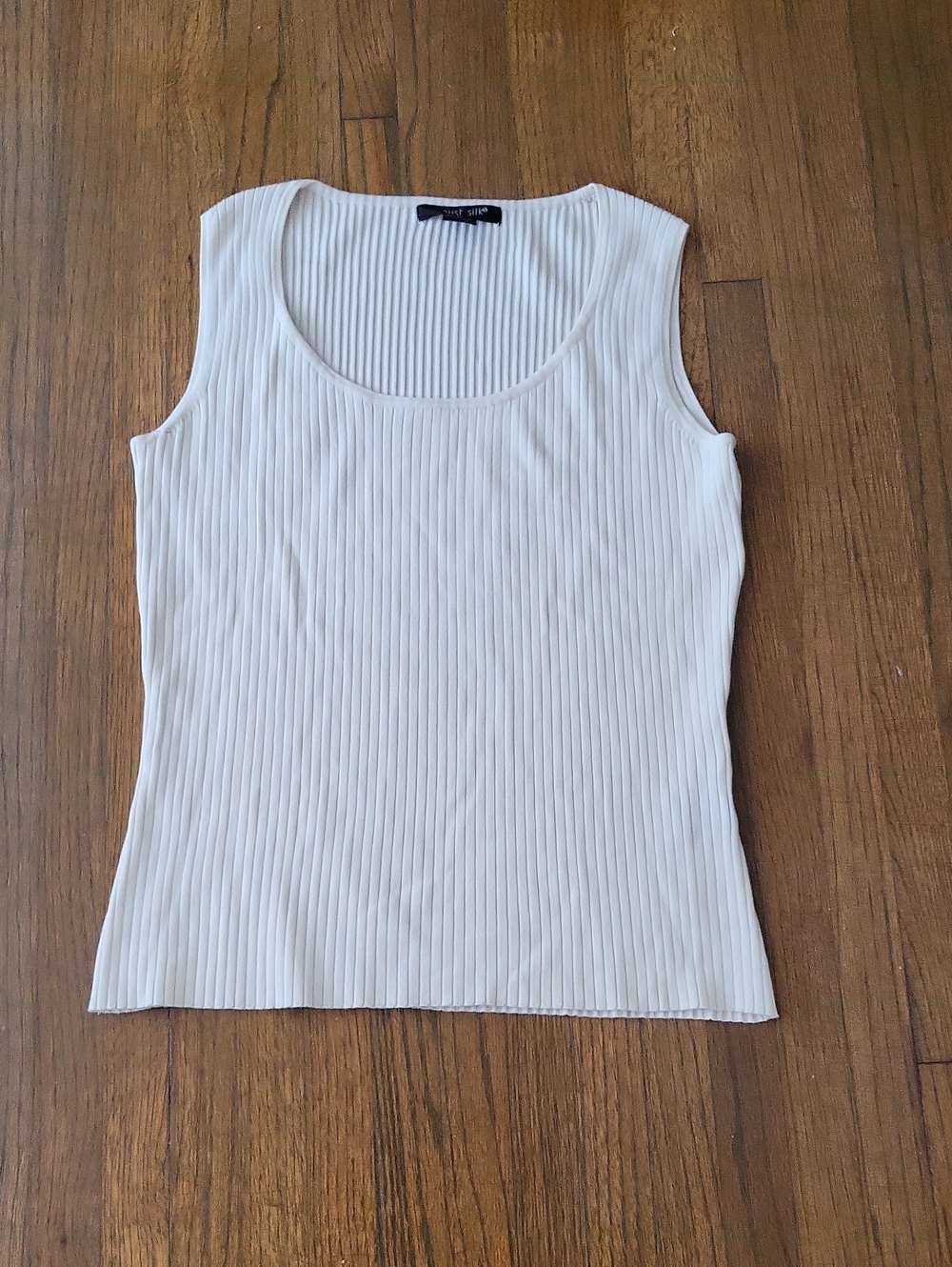 august silk Cream Ribbed Scoop Tank